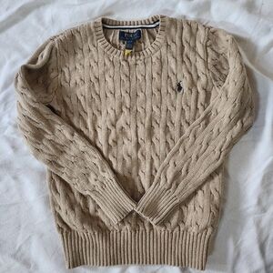 Polo Ralph Lauren Cable Knit Cotton Sweater Tan Youth M